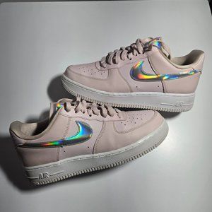 Nike Women's Air Force 1 Low Pink Iridescent 9.5 shoe sneakers